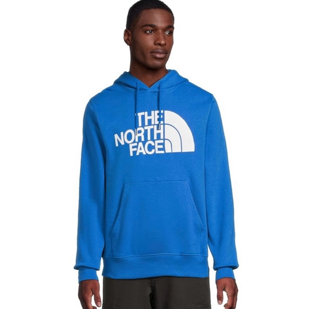 The North Face Hoodie Mens XS Blue Logo Pullover Sweatshirt Cotton Blend